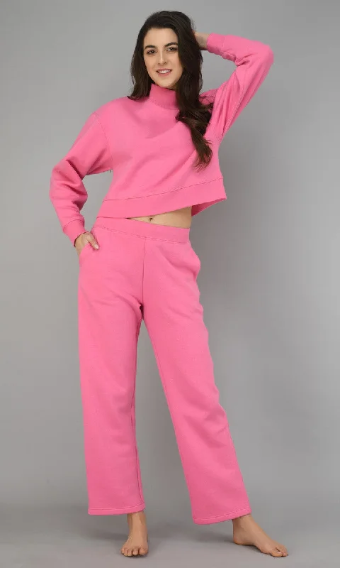 Feisty Pink Fleece Lounge Set Minimalist pajama sets