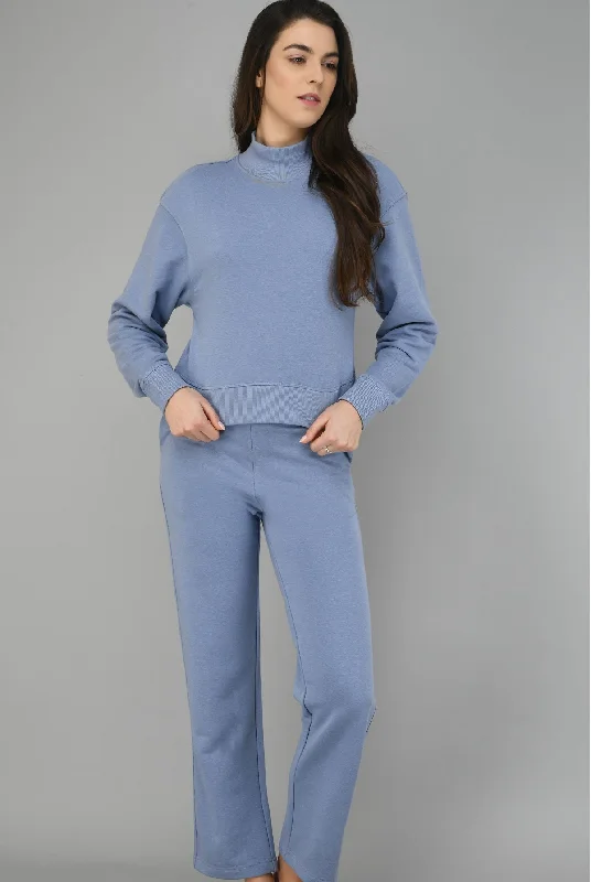 Ice-Blue Fleece Lounge Set Spa pajama sets