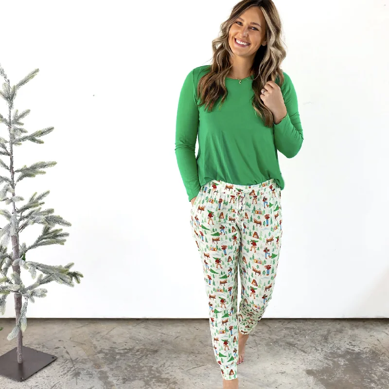 Forest Wonderland Lumberjacks Women's Long Sleeve Pajama Jogger Set Linen pajama sets