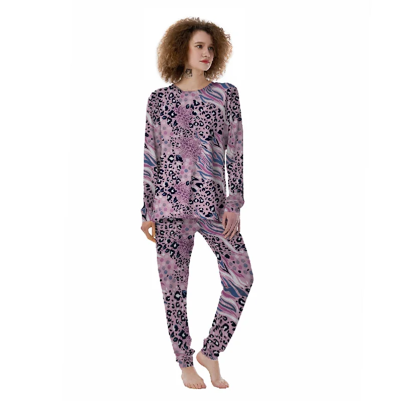 Pastel Mix Animal Skin Print Women's Pajamas Best pajama sets for cold weather