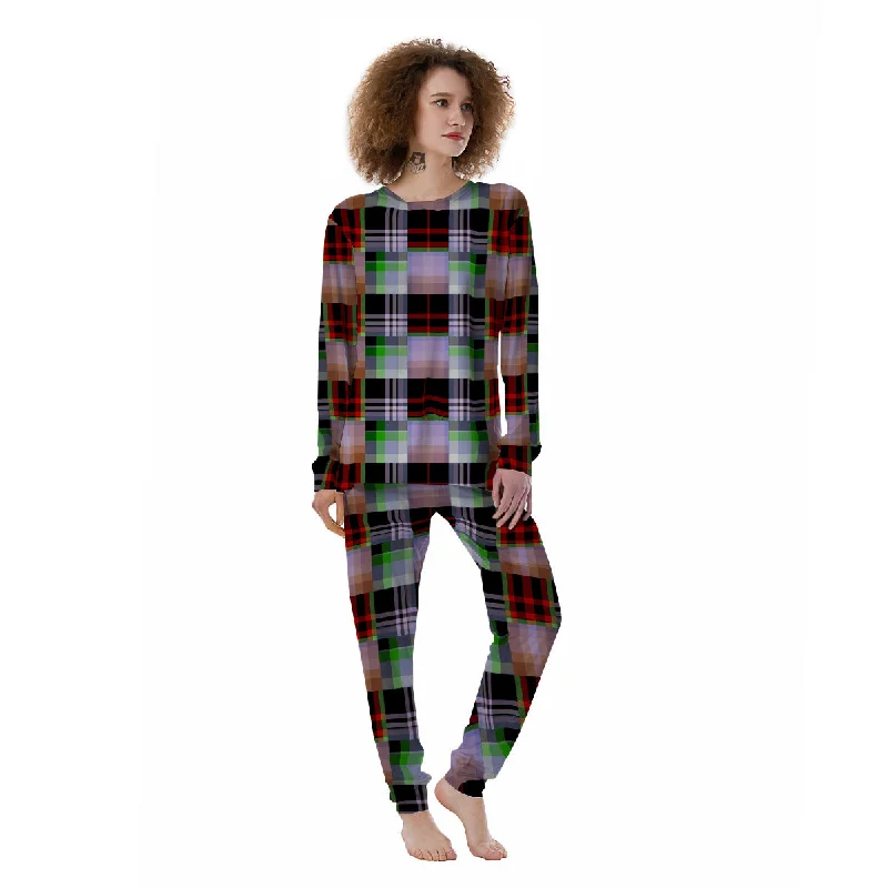 Patchwork Plaid Madras Print Pattern Women's Pajamas Floral pajama sets