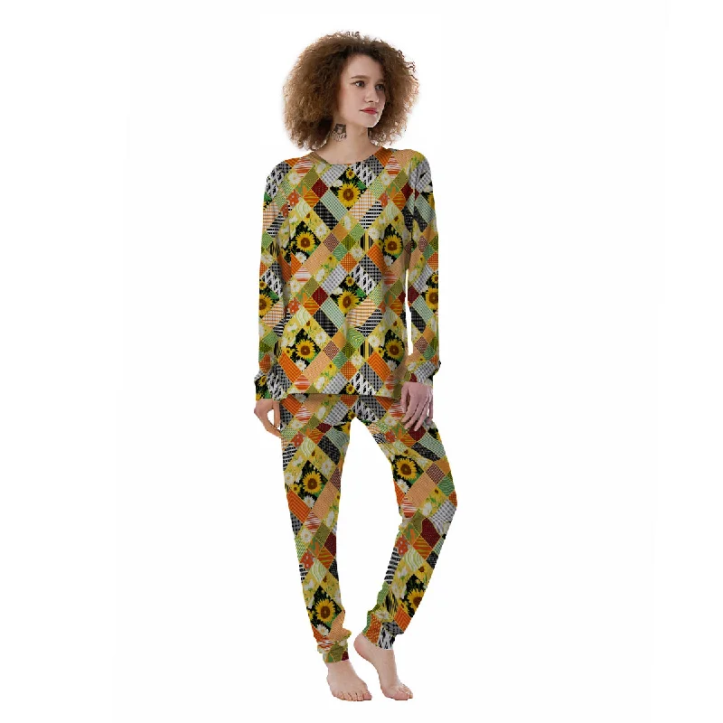 Patchwork Sunflowers Print Women's Pajamas Lightweight pajama sets