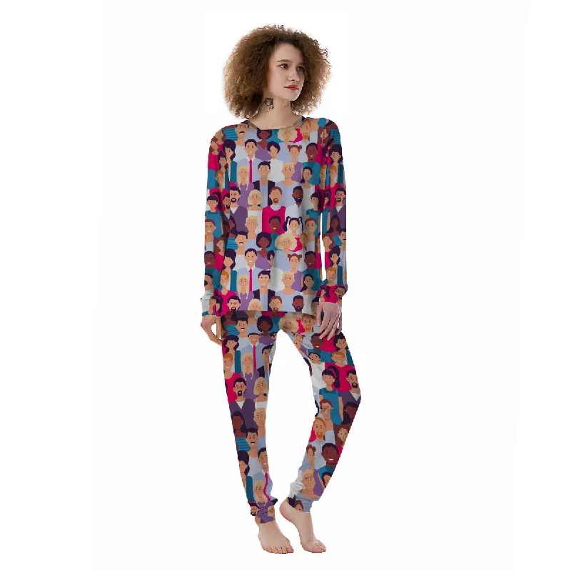 People Smile Colorful Print Pattern Women's Pajamas Matching couple pajama sets