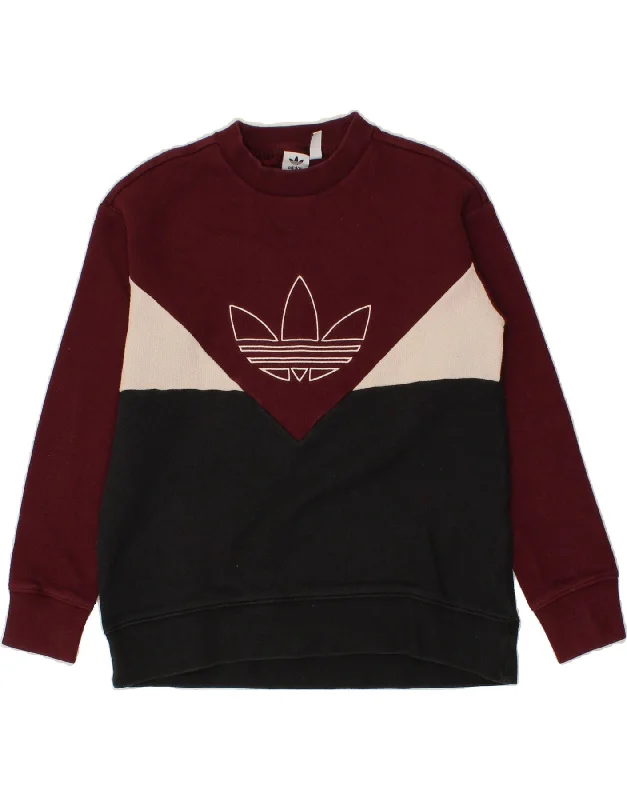 ADIDAS Womens Oversized Graphic Sweatshirt Jumper UK 4 XS Burgundy Boho-style sweaters