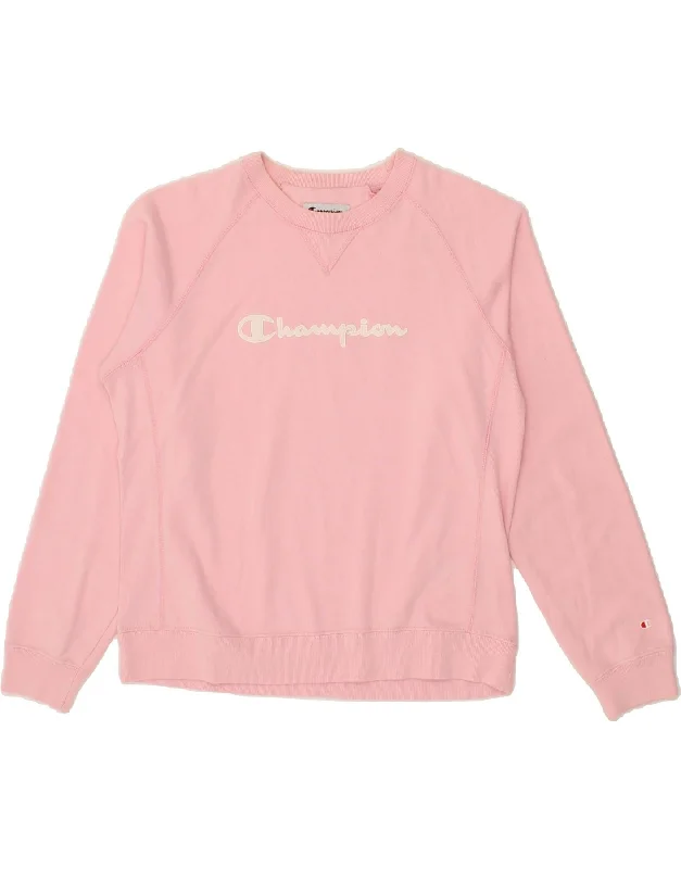 CHAMPION Womens Oversized Graphic Sweatshirt Jumper UK 10 Small Pink Best everyday sweaters