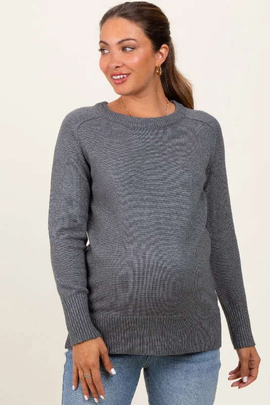 Charcoal Basic Relaxed Fit Maternity Sweater North Face sweaters