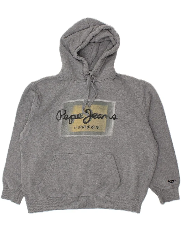 PEPE JEANS Womens Loose Fit Hoodie Jumper UK 18 XL Grey Cotton Holiday sweaters