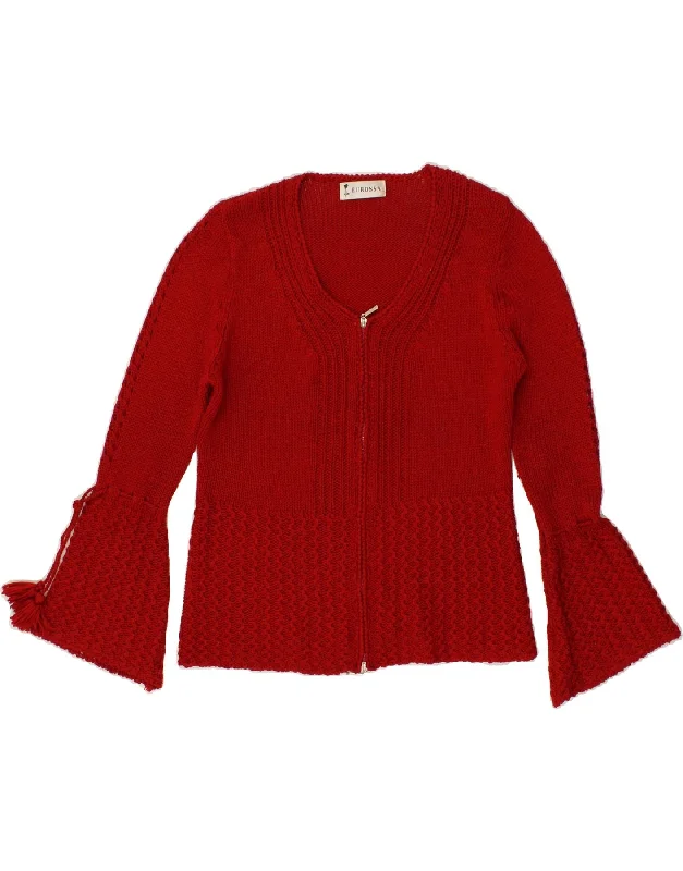 VINTAGE Womens Cardigan Sweater UK 10 Small Red Viscose H&M sweaters