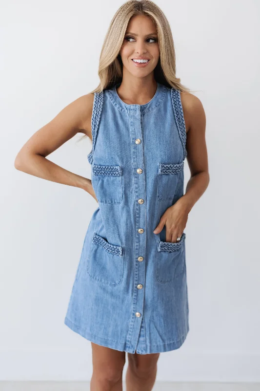 Yvette Denim Dress Flattering mini dresses for all body types