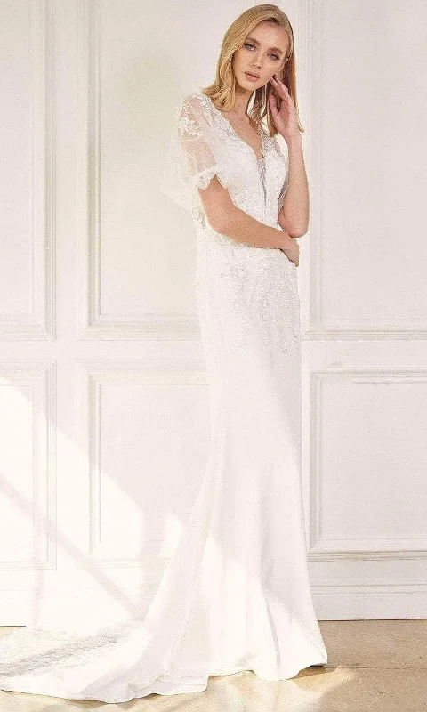 Nox Anabel JE927 - Embroidered Plunging V-neck Wedding Dress Wedding Dress Long