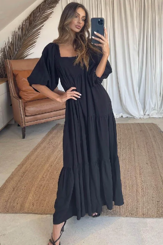 Adeline Dress - Black Casual midi dresses