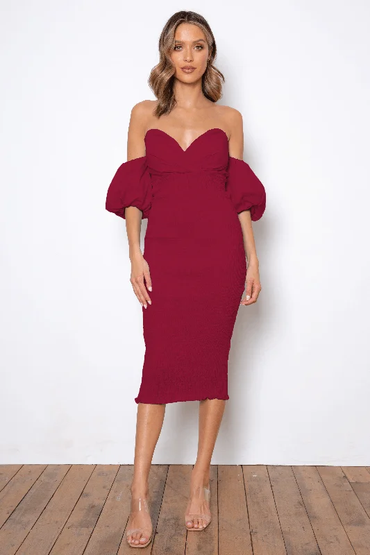 Sweetie Midi Dress - Burgundy Shein midi dresses