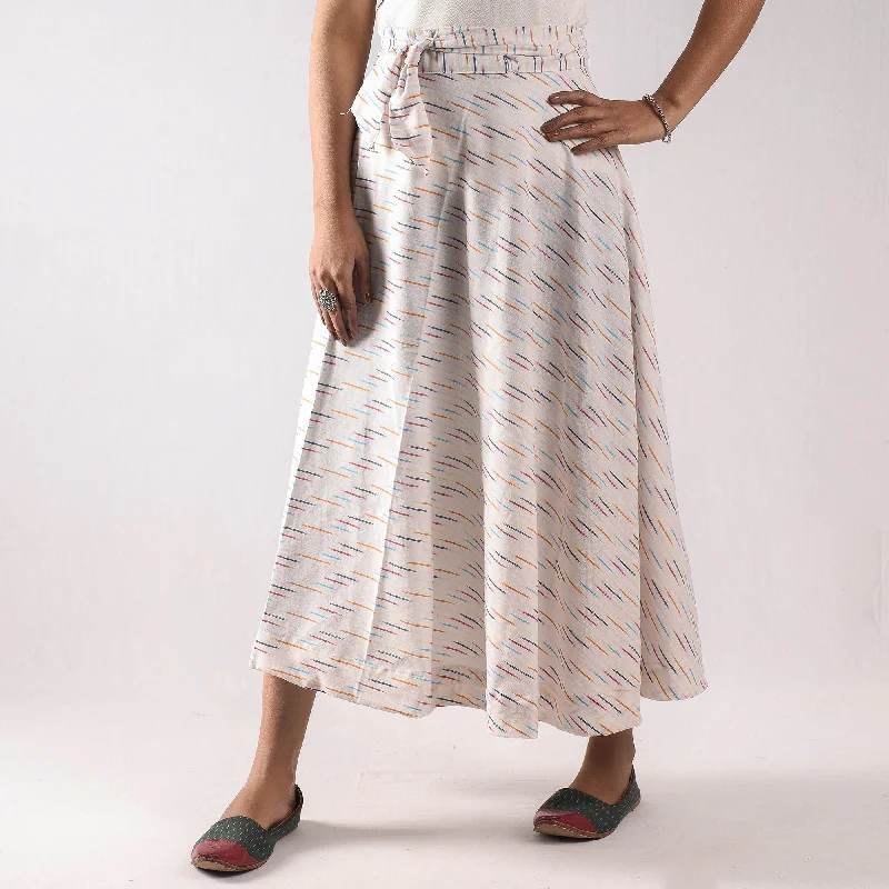 White - Pochampally Ikat Cotton Wrap Around Skirt Winter unclassified skirts