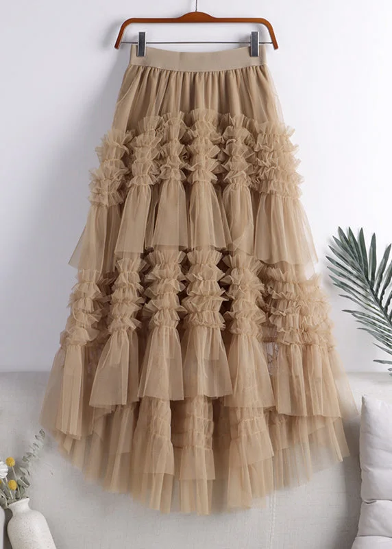 Art Khaki fashion low high design tulle Skirt Spring Formal unclassified skirts