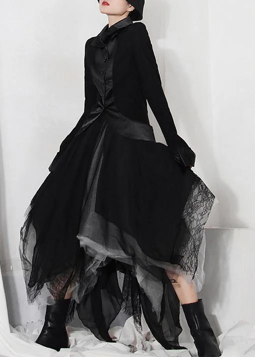 Classy Black Colorblock tulle asymmetrical design Skirt Summer Affordable unclassified skirts