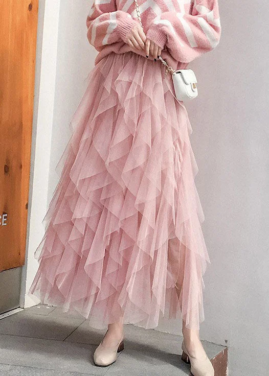 fashion Pink tulle pleated skirt Spring Corset unclassified skirts