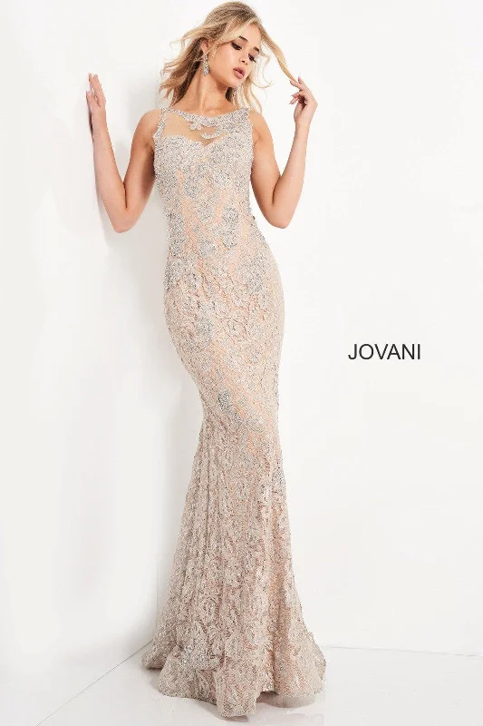 Jovani 06722 Long Illusion Neckline Prom Dress Hot new arrivals in maxi dresses