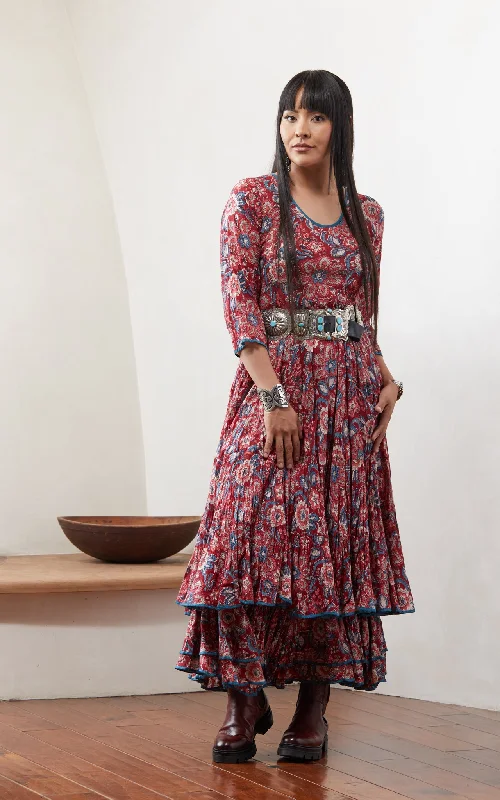 Santa Fe Dress, long, 3/4 Sleeve, Gypsy Red Preppy maxi dresses