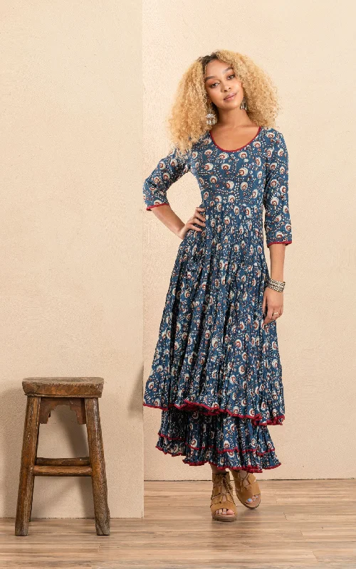 Santa fe Dress, Long, 3/4 Sleeve, Morning Glory Holiday maxi dresses