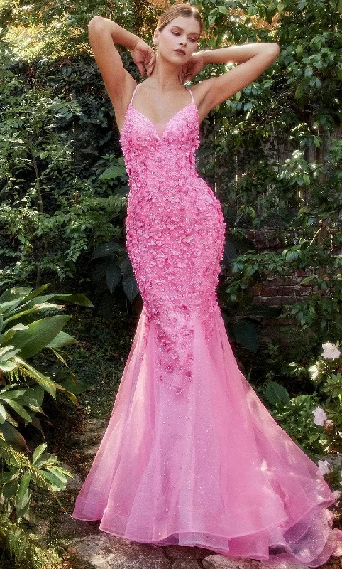 Andrea and Leo A1201 - Floral Appliqued Lace-Up Prom Gown Sexy party dresses