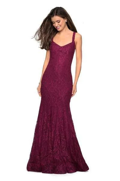 La Femme - 27709 Floral V-Neck Fitted Trumpet Evening Dress Best party dresses for wedding guests