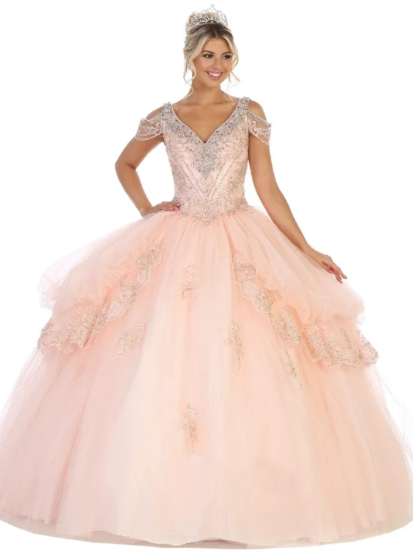 May Queen - LK116 Jeweled Lace Bodice Ruffled Ballgown Outdoor party dresses