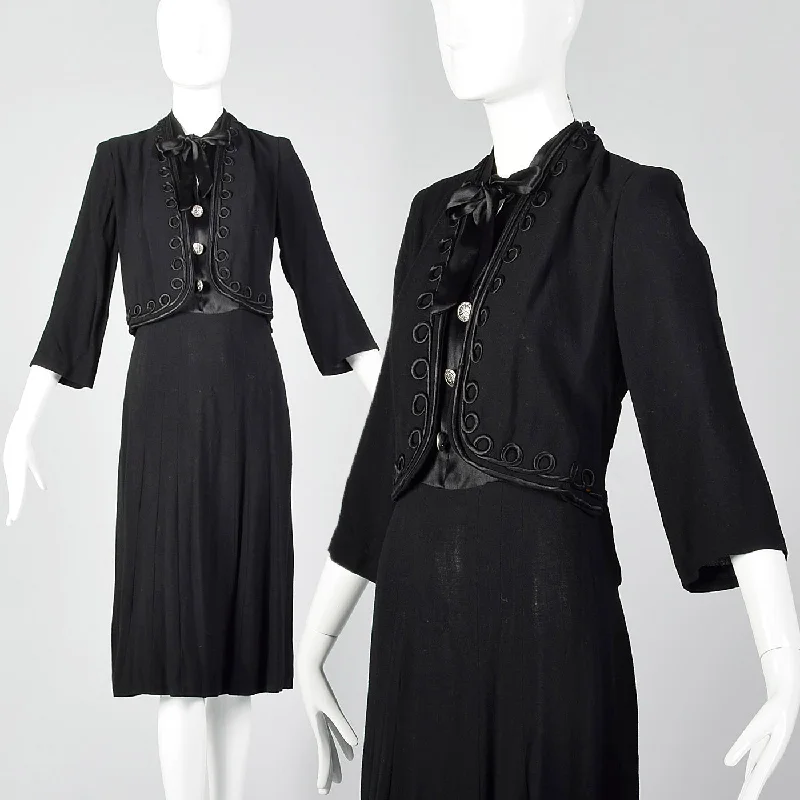 1930s Black Dress with Illusion Jacket Sleeveless unclassified dresses