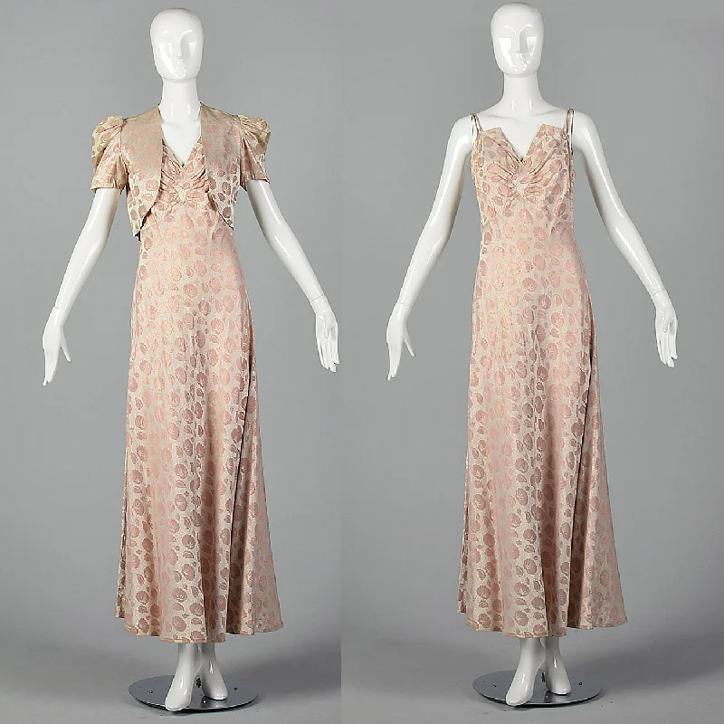 1940s Blush Evening Gown with Dramatic Bust High-low unclassified dresses