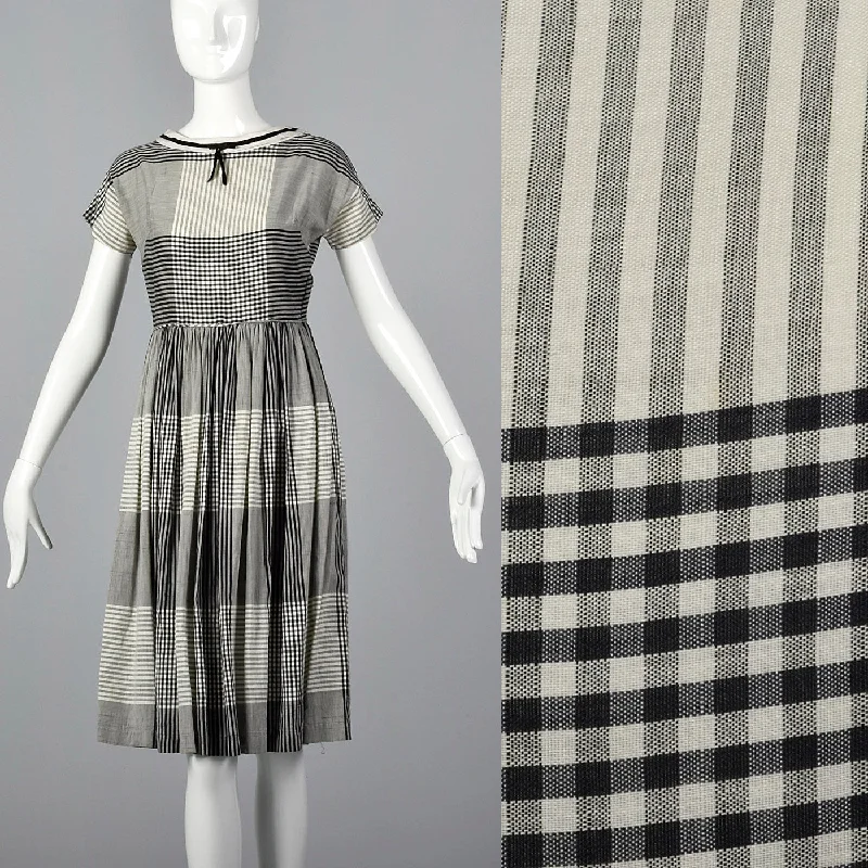 1950s Black and White Plaid Dress Sequin unclassified dresses