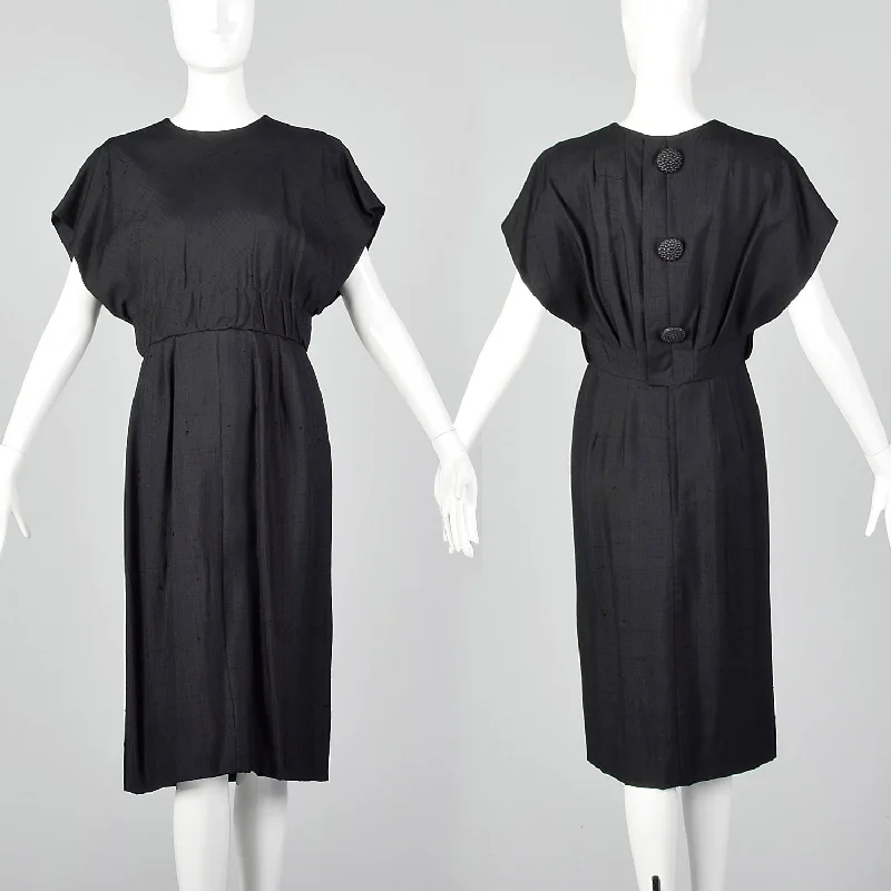 1960s Little Black Dress with Large Back Buttons Lace unclassified dresses