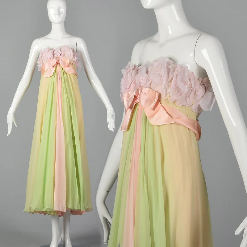 1960s Pastel Chiffon Evening Gown Unique unclassified dresses