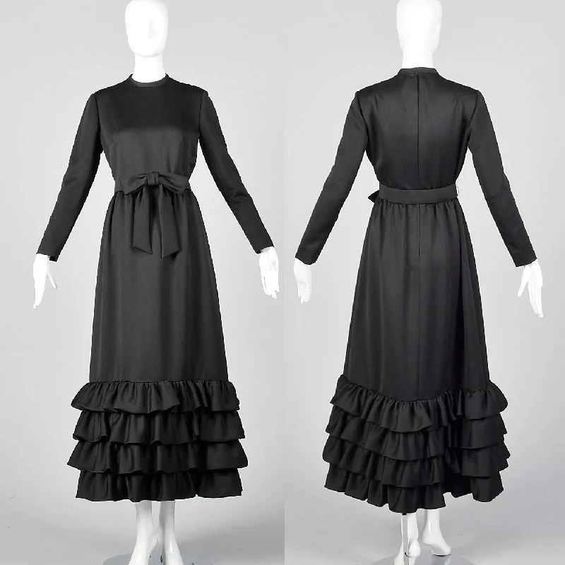 1970s Georgette Trilere Black Evening Dress Holiday unclassified dresses