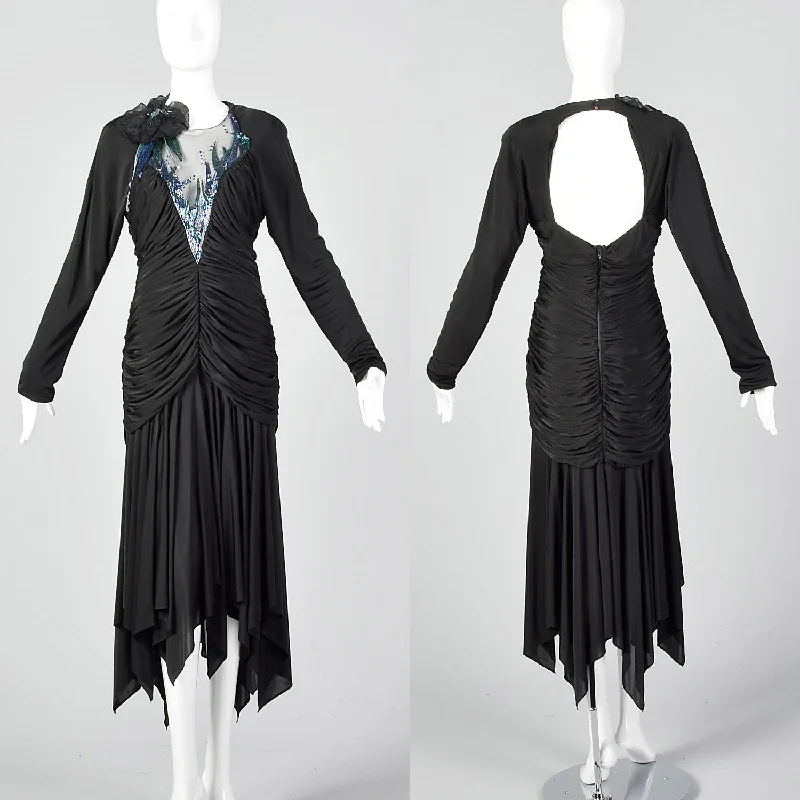 1980s Casadei Black Beaded Dress Best-selling unclassified dresses