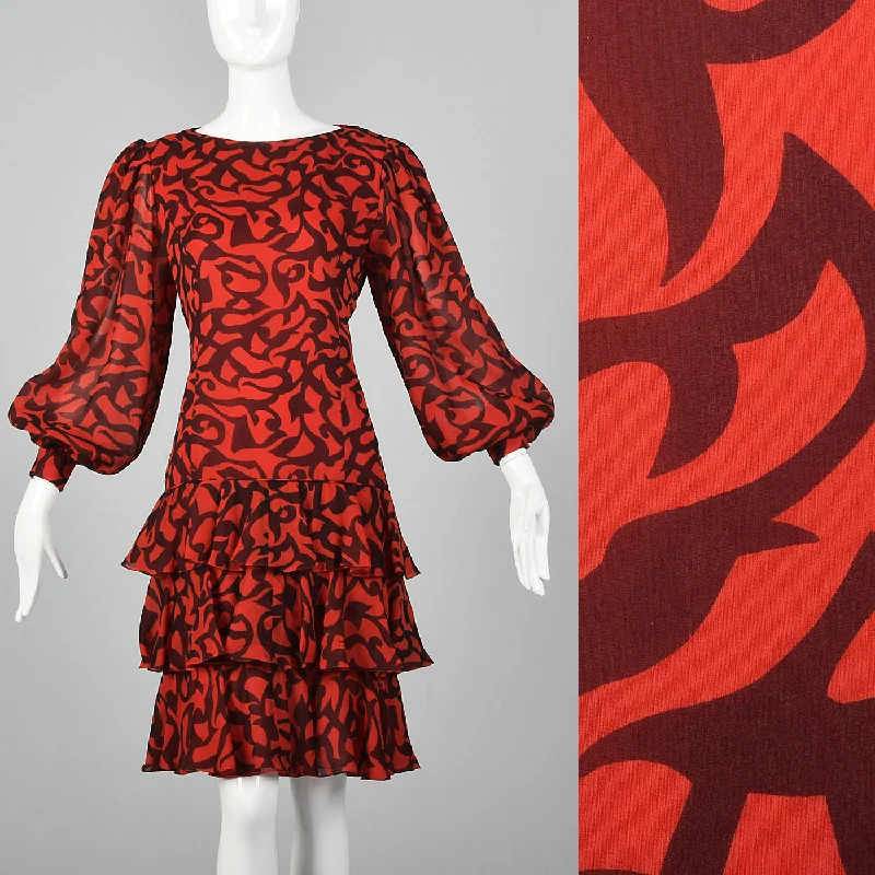 1980s Michael Novarese Red and Black Dress Winter unclassified dresses