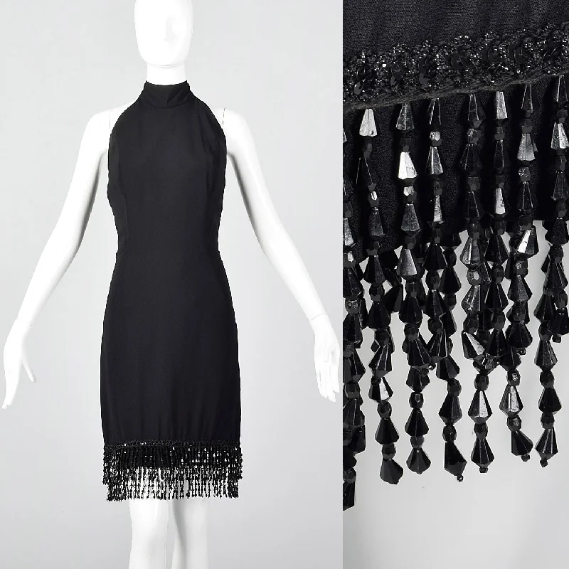 1980s Victor Costa Black Halter Dress Cocktail unclassified dresses