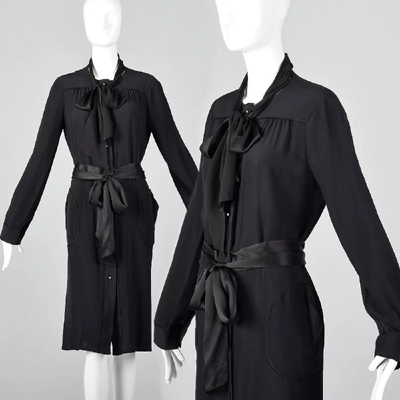 1990s Bottega Veneta Black Dress with Fabric Ties Boho unclassified dresses