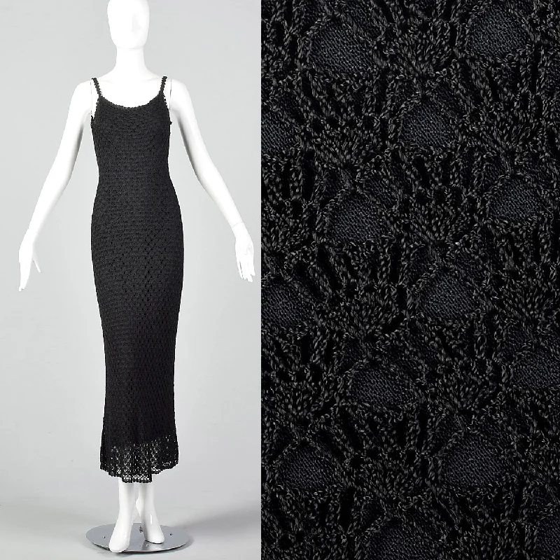 1990s Cache Black Crochet Dress Elegant evening unclassified dresses