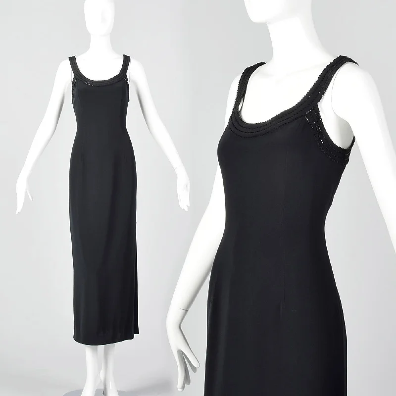 1990s Oleg Cassini Black Evening Dress Monochrome unclassified dresses