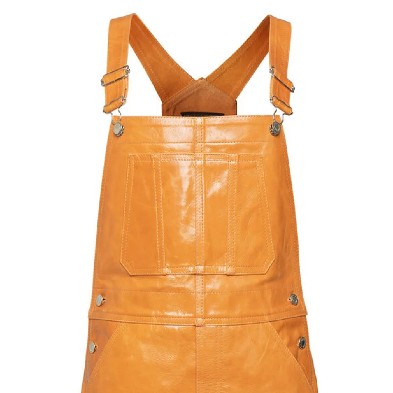 A-Line Fit Women Leather Dungaree Dress Winter unclassified dresses