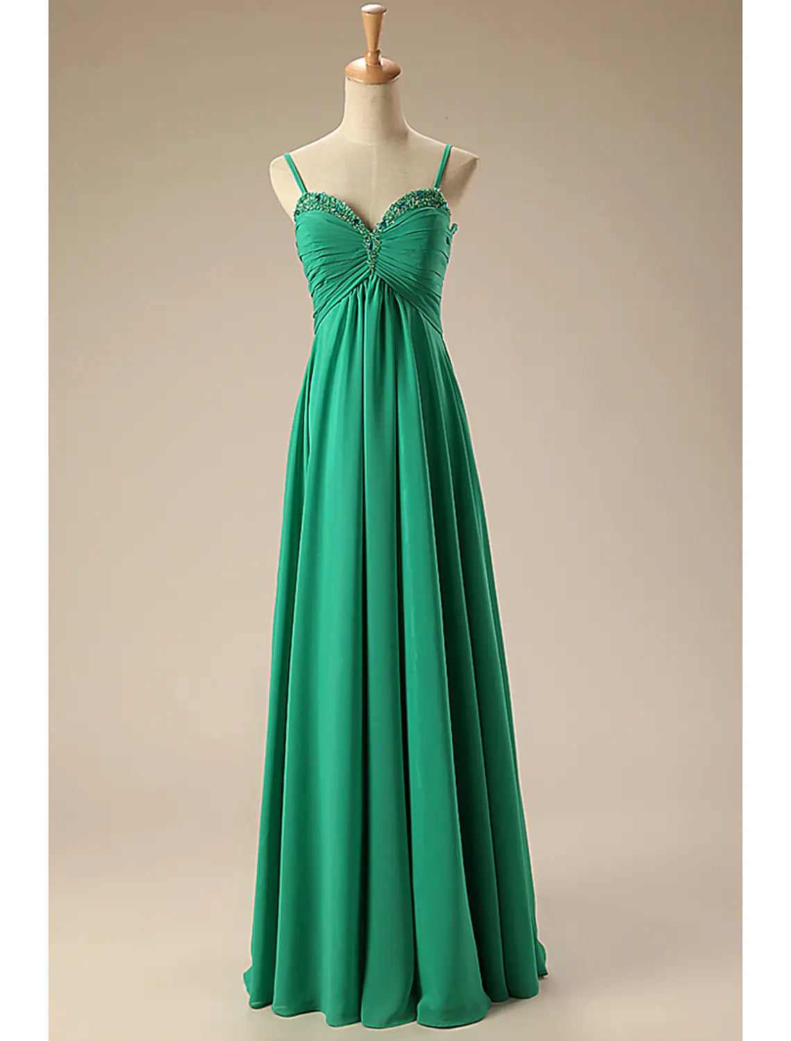 A-Line Prom Dresses Empire Dress Formal Floor Length Sleeveless Sweetheart Chiffon Backless with Pleats Ruched Beading Preppy unclassified dresses