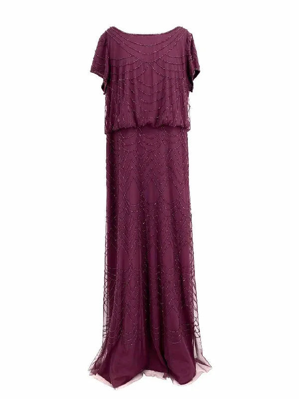 Adrianna Papell Women's Burg./Rasp. Scoop Neck Beaded Size 16W Gown Soft fabric unclassified dresses