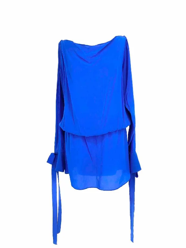 ALEXIS Women's Blue cold shoulder Silk Size L Dress Halter unclassified dresses