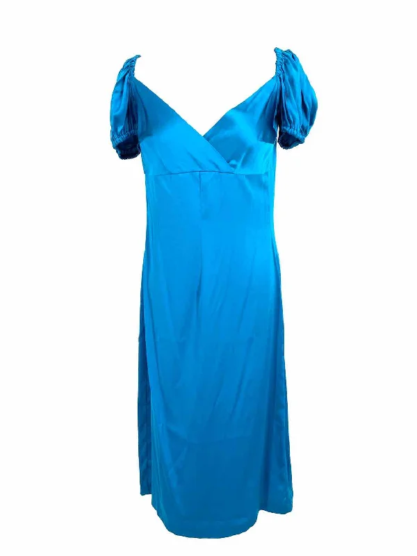 ALEXIS Women's Teal Silk Peasant Size L Dress Wrap unclassified dresses