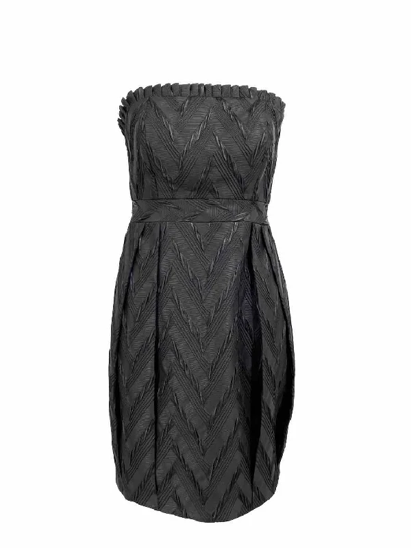 alice+olivia Women's Black Strapless Chevron Date Night Size XS Dress One-shoulder unclassified dresses