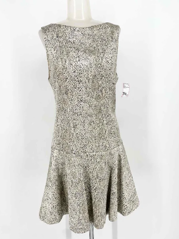 alice+olivia Women's Champagne Drop Waist Shimmer Size M Dress Elegant unclassified dresses