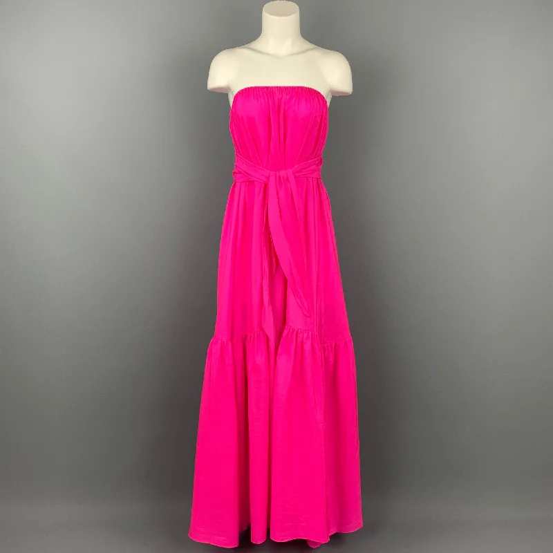 ANAAK Size 2 Fuchsia Ruffled Silk Strapless Sakura Dress Best-selling unclassified dresses