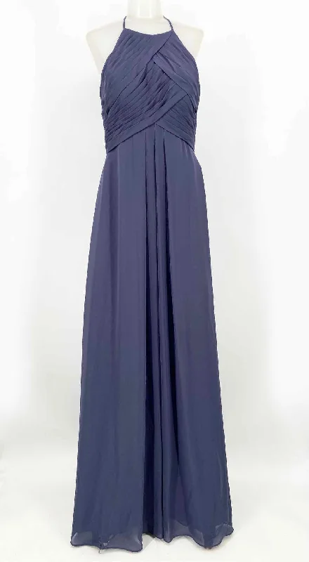 Azazie Women's Dark Blue High Neck Formal Size S Gown Preppy unclassified dresses