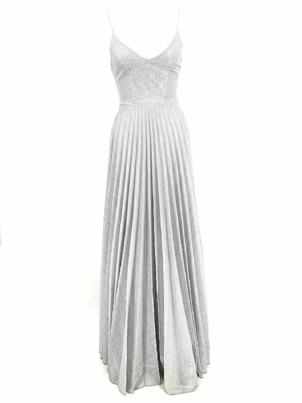 B. DARLIN Women's Silver Gown Polyester Blend Glitter Size 0 Dress Embroidered unclassified dresses