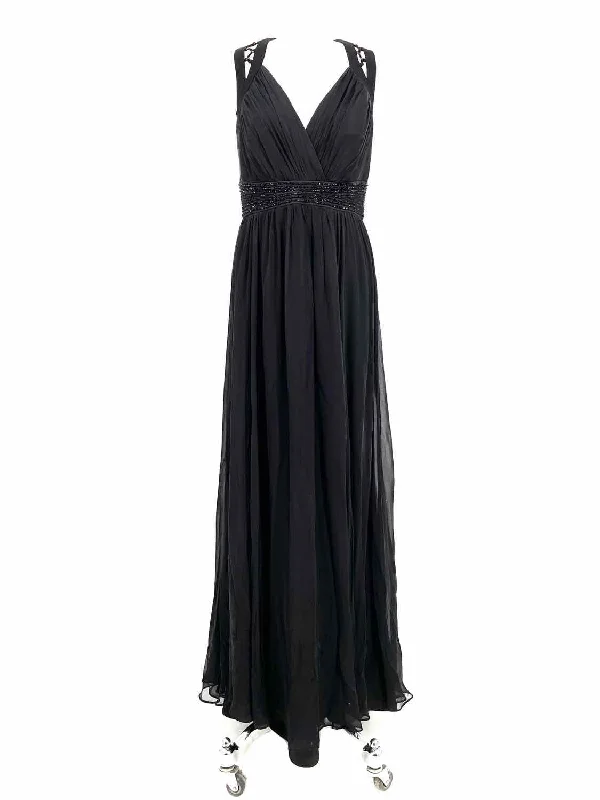 Badgley Mischka Women's Black V-Neck Beaded Prom Size 6 Gown Embroidered unclassified dresses