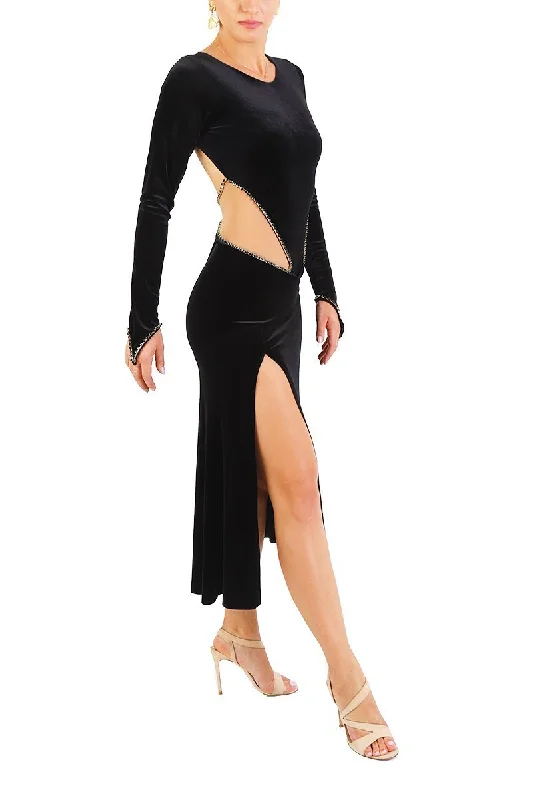 Black Velvet Performance Dress Stretchy unclassified dresses